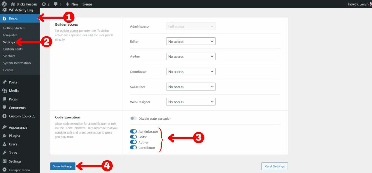 How To enable Bricks 'code execution' - Bricks Awesome