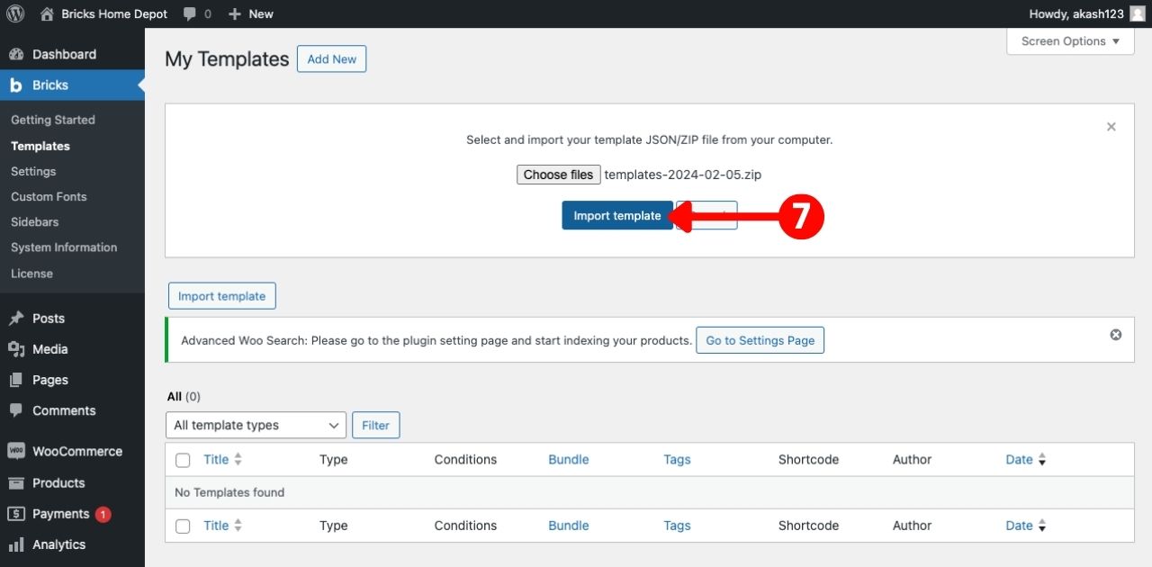 How to import Backend Template 4