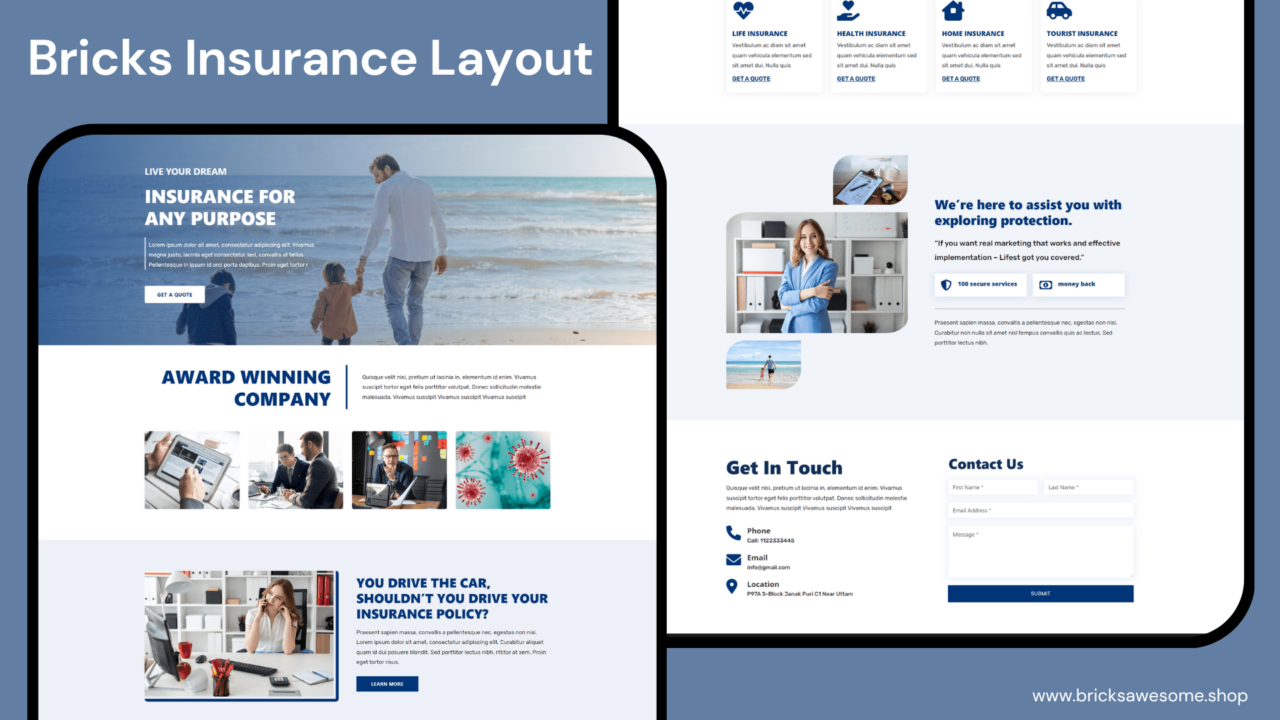 Bricks Insurance Layout - Bricks Layouts, Child Themes and more...