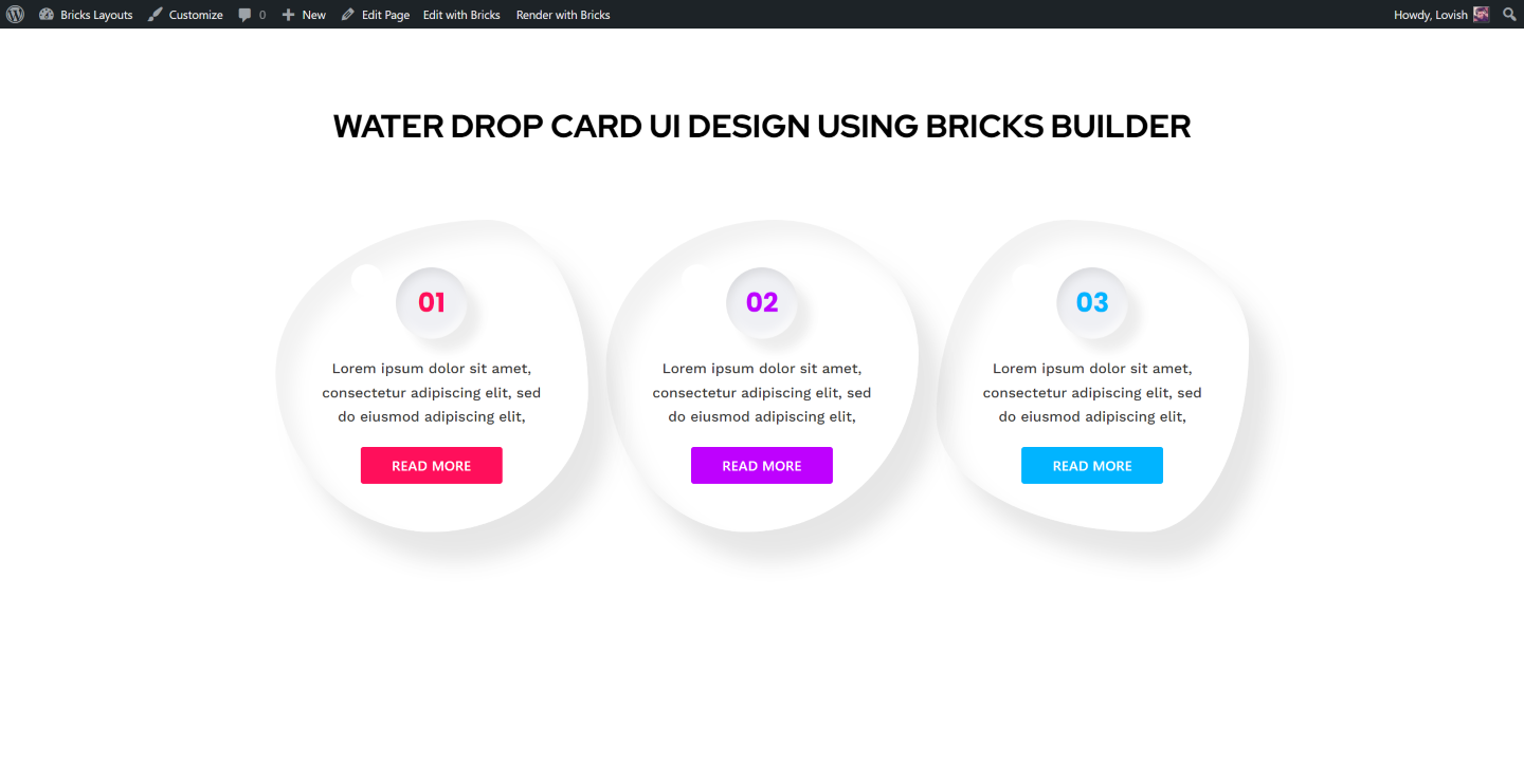 Bricks Water Drop Card UI Design fullwidth