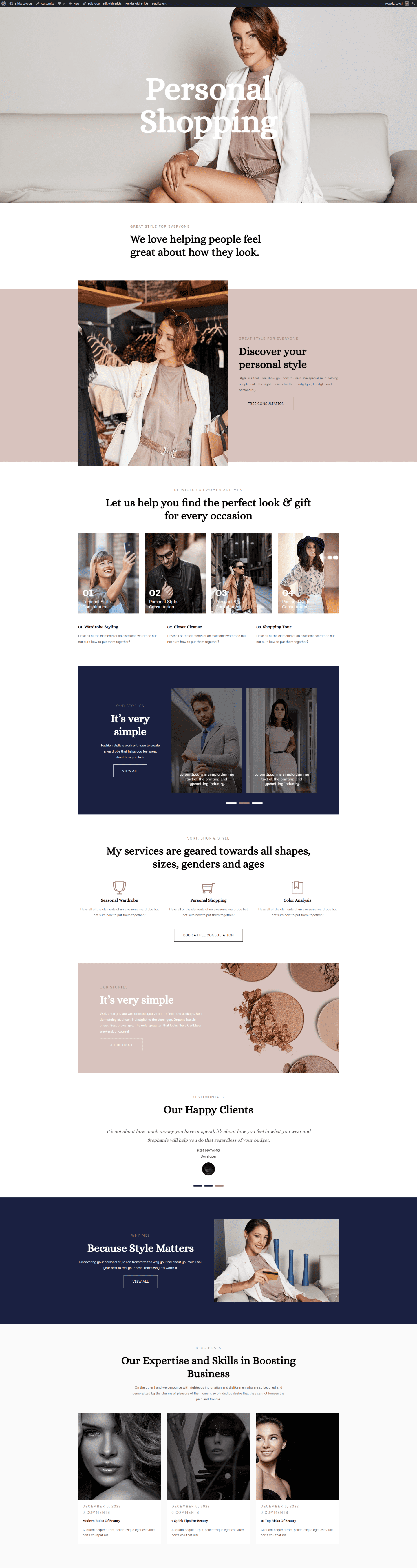 Bricks Personal Stylist Layout Full Width