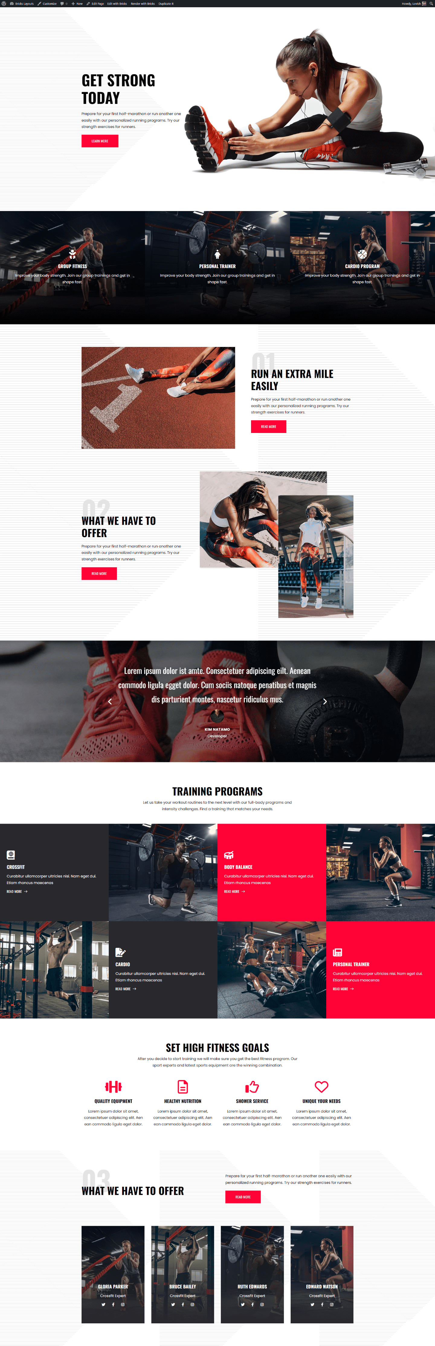 Bricks Gym And Fitness Layout Full Width