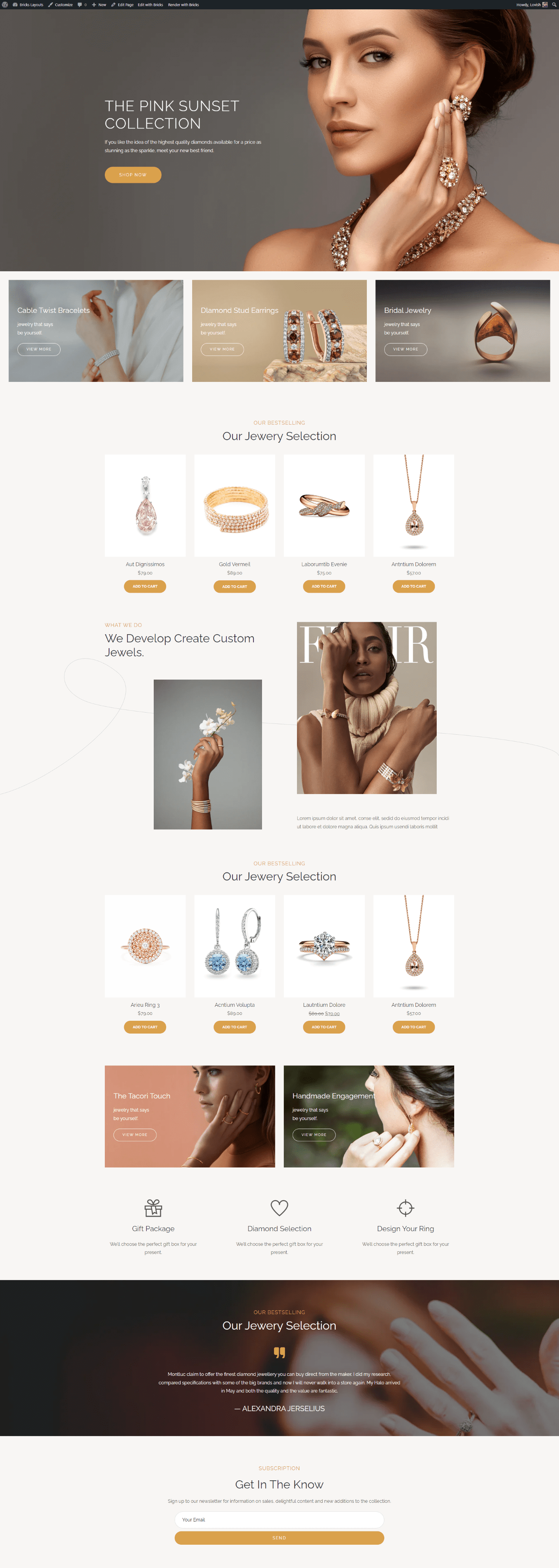Bricks Jewellery Collection Layout Full Width